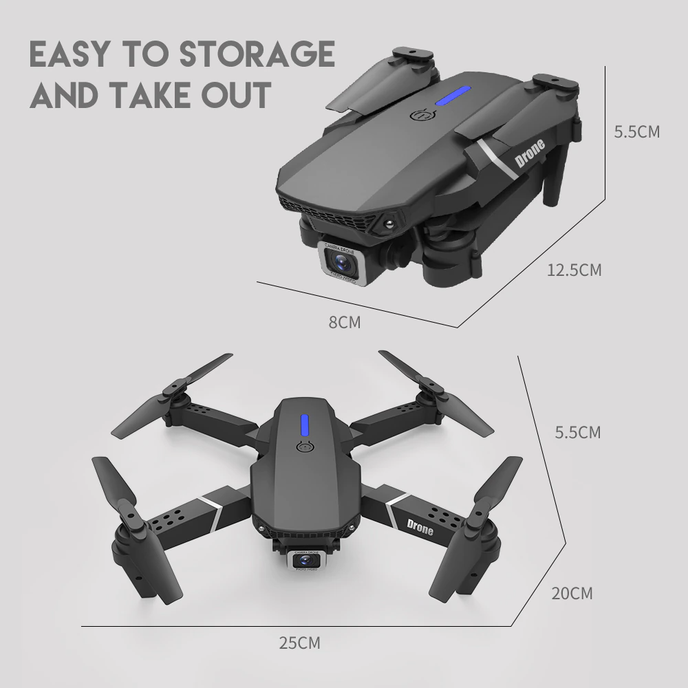 2022 New RC Drone With 4K HD Dual Camera WiFi FPV Foldable Quadcopter +4  Battery